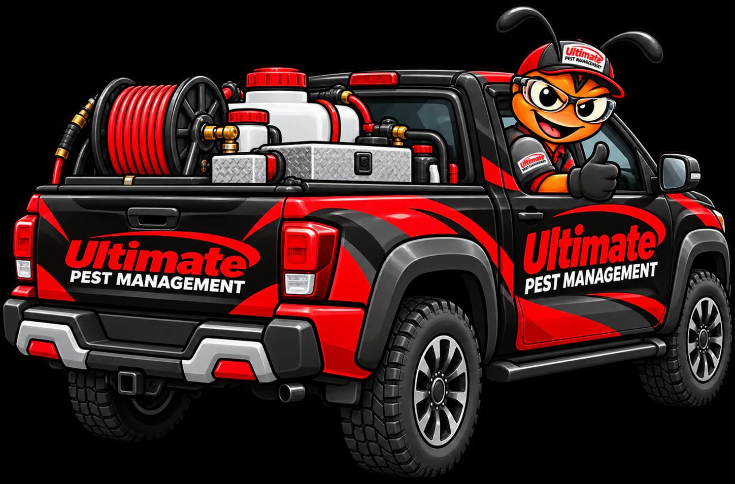 Our service truck with its treatment equipment, driven by our technician ant